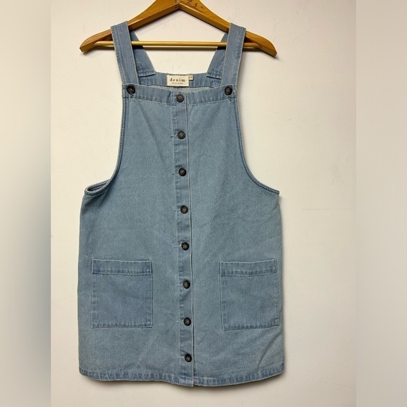 Vintage Denim by Ellison Overall Button down Dress Skirt Blue Size M - Picture 2 of 10